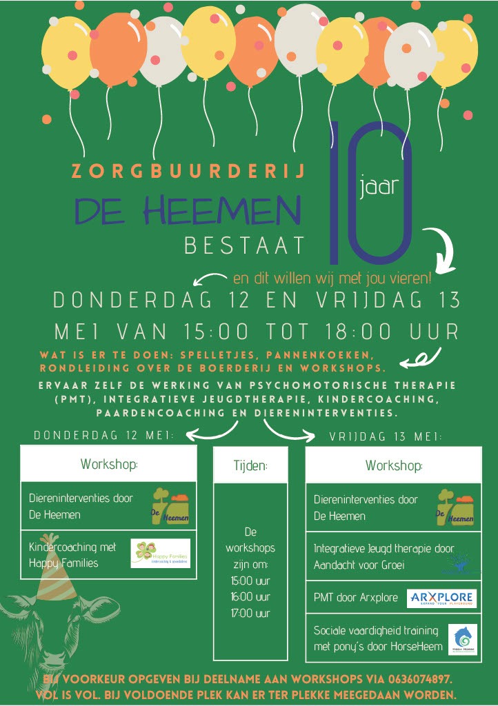 DeHeemen's tweet photo. 10 jarig bestaan van Zorgbuurderij de Heemen. Feest op 12 en 13 mei van 15.00 tot 18.00. Welkom om het met ons te komen vieren https://t.co/wVwTAHbRlC