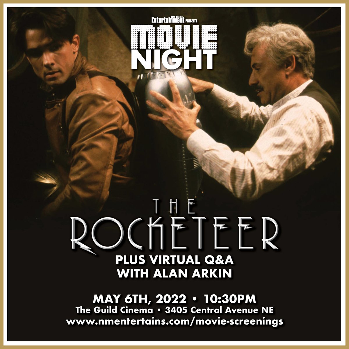 NMEntertains's tweet photo. Say to Alan Arkin at our screening of The Rocketeer with a Q&A! Presale tickets are entered to win prizes from @Bubonicon and artist Jeremy Montoya. May 6th at @GuildCinema! Get your tickets NOW!
#nmentertains #events #entertainment #guildcinema #therocketeer #alanarkin https://t.co/m164yshQpy