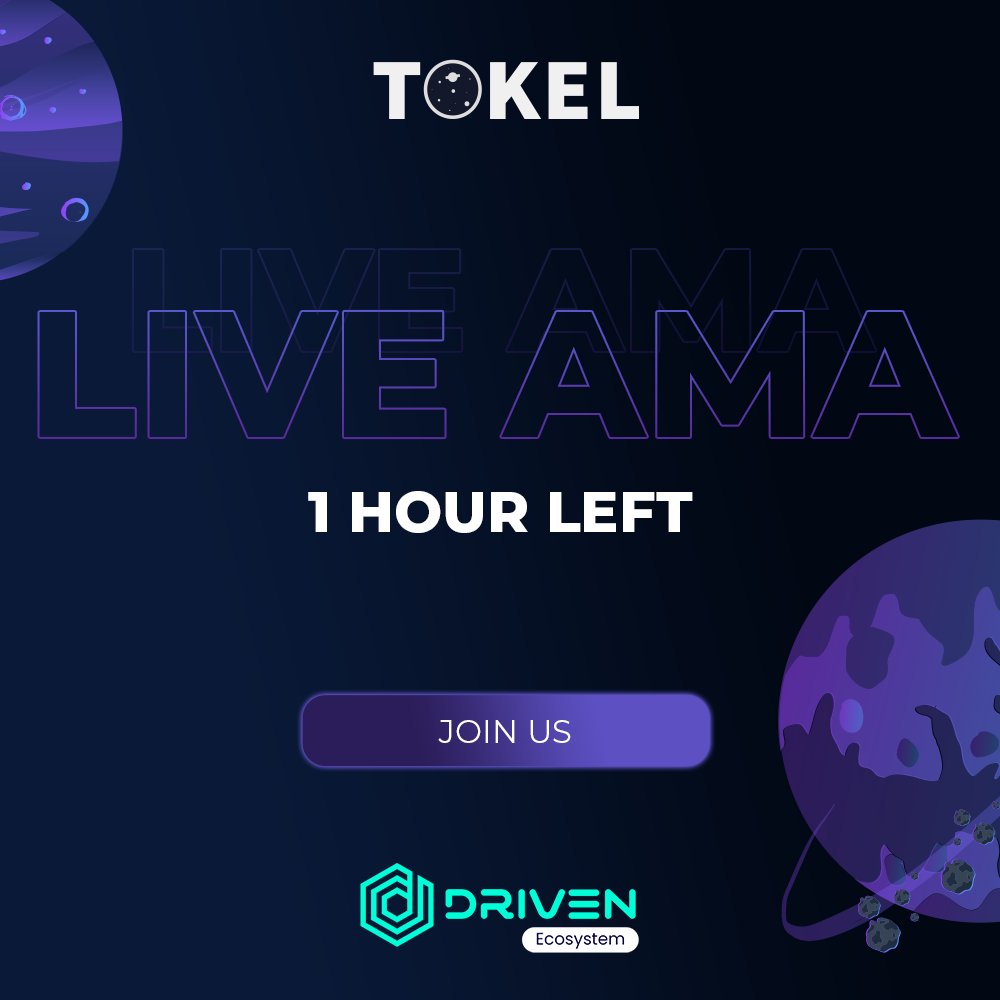 DRIVENecosystem's tweet photo. Live event with @TokelPlatform will start in 1 hour! ⏰📢

Join us to ask our team questions and learn more about other projects and @CyberKnightsNFT utility. 💫

https://t.co/4GSSpXyRQ4

#Tokel #NFTs #AMA #DRIVENecosystem https://t.co/7HPbfJppII