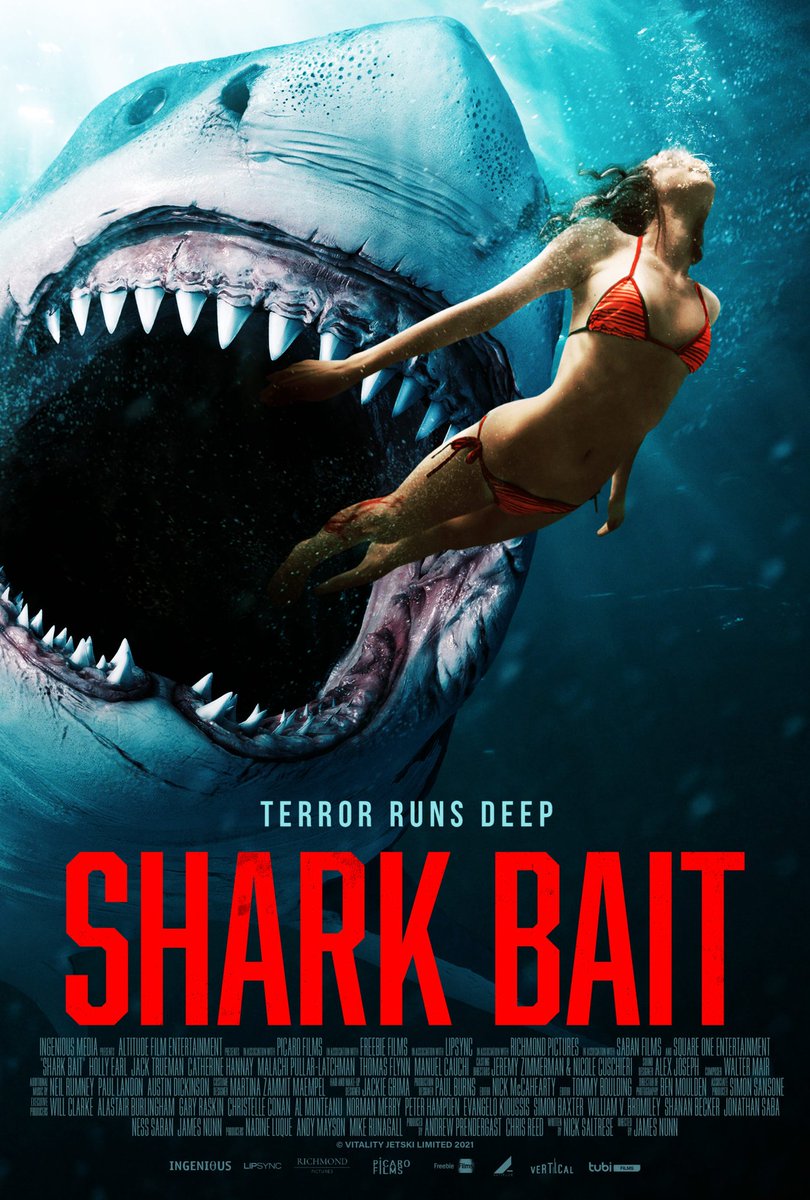 mrjamesnunn's tweet photo. SHARK BAIT 🦈🥩 in Theatres and On Demand on 5/13 in the USA 🇺🇸. See how deep the terror runs for these springbreakers! #springbait #greatwhiteshark #sharkbait #jetski https://t.co/IYMysG2uhp