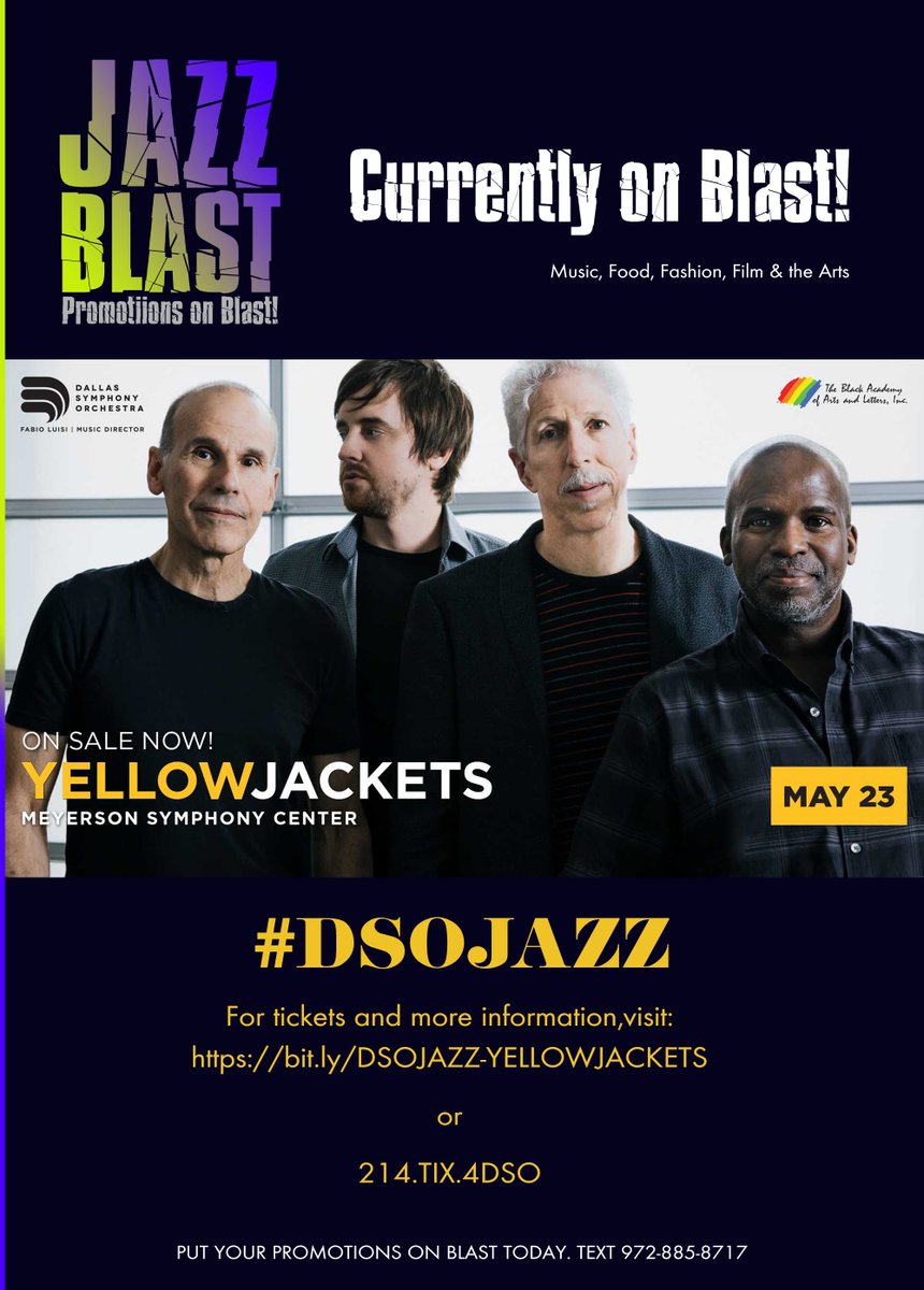 TheJudahSet's tweet photo. #JazzBlastDFW - Great jazz always comes to #Dallas, like #DSOJazz’s presentation of @Yellowjackets May 23. Don’t miss this award winning jazz quartet performing at #TheMeyerson. Get your tix today at https://t.co/km6LzVX456
#UptownJazzDallas #VisitDallas #Dallas @DalArtsDistrict https://t.co/c1mllc6tI1