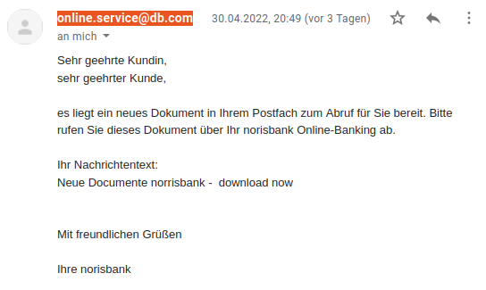 WengerAndi's tweet photo. Nicht sehr vertrauenserweckend wenn @norisbank E-Mails mit einem “falschen” Absender verschickt. Selbst wenn es die Domain des Mutterkonzerns ist. https://t.co/jkqLdYsvdu