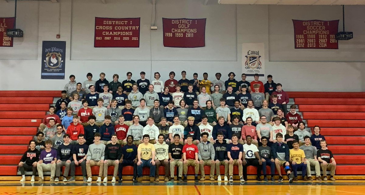HolyGhostPrep's tweet photo. Something really powerful about seeing the entire @HolyGhostPrep Class of 2022 in their college shirts. We're excited for these young men and their families. We can't wait to see what they accomplish next. #ThinkCollegiate #ThinkGhost https://t.co/IBqtGpp7Zo