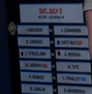 menashBD's tweet photo. Im sorry uncle Dana 
@danawhite 
#UFC #UFC276 #UFC277 
Santos VS Hill
Pimblett VS Azaitar
Lewis VS Pavlovich
O'malley VS Munhoz https://t.co/ojWnr8hHEQ