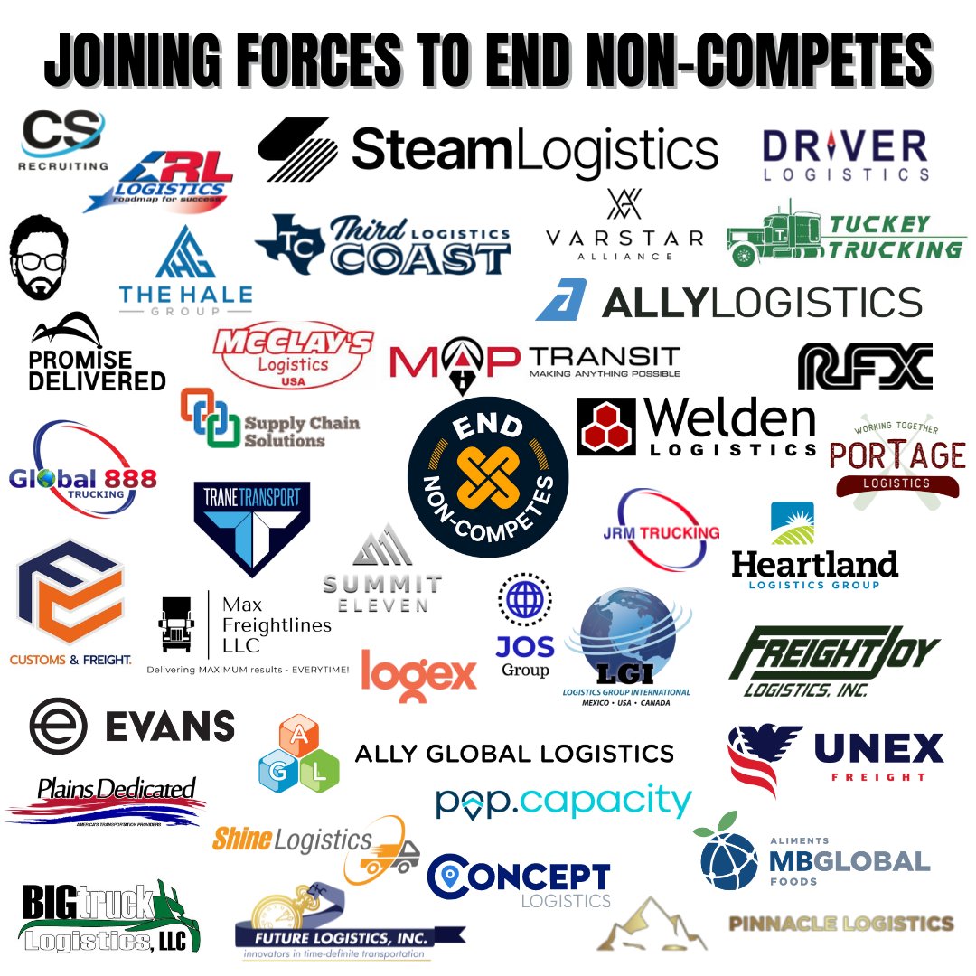 SteamLogistics's tweet photo. Shoutout to all the companies that are teaming up with us to end non-compete agreements! Together, we are making moves to change the industry. #EndNonCompetes #CantStopWontStop #SupplyChain https://t.co/LxhImOmtfc