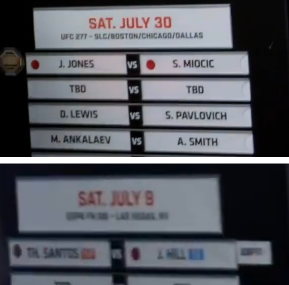 menashBD's tweet photo. Im sorry uncle Dana 
@danawhite 
#UFC #UFC276 #UFC277 
Santos VS Hill
Pimblett VS Azaitar
Lewis VS Pavlovich
O'malley VS Munhoz https://t.co/ojWnr8hHEQ
