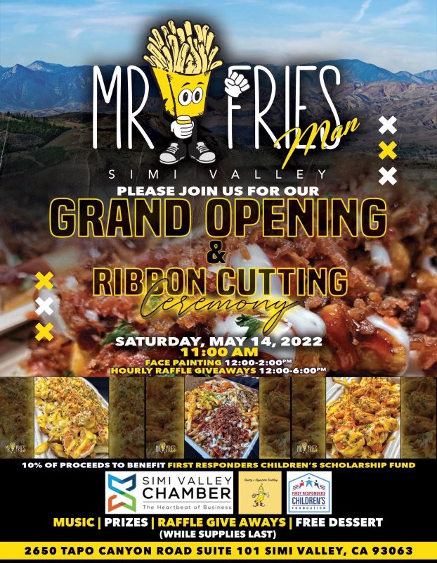 mrfriesman1's tweet photo. #mrfriesman #grandopening #fries #frenchfries #simivalley #simivalleymrfriesman #friedfood #bigeats #greatfood #valley #valleyfood #eatfood https://t.co/DidfAzskRo