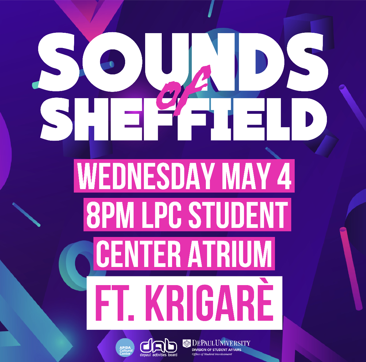 Need a break from homework? Join us for a night of relaxation and music from Krigare! You don’t want to miss this! 

🎶🎤🎶🎤🎶🎤🎶🎤🎶🎤🎶🎤🎶

#depaulactivitiesboard #dabspringevents #depauluniversity #depaul #campuslife #campusactivities