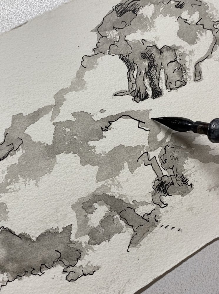 Sandora_Artist's tweet photo. Something on the drawing board I’m working on. #drawing #ink #imaginativedrawing #artist #scratchy https://t.co/DLMq7aFxOu