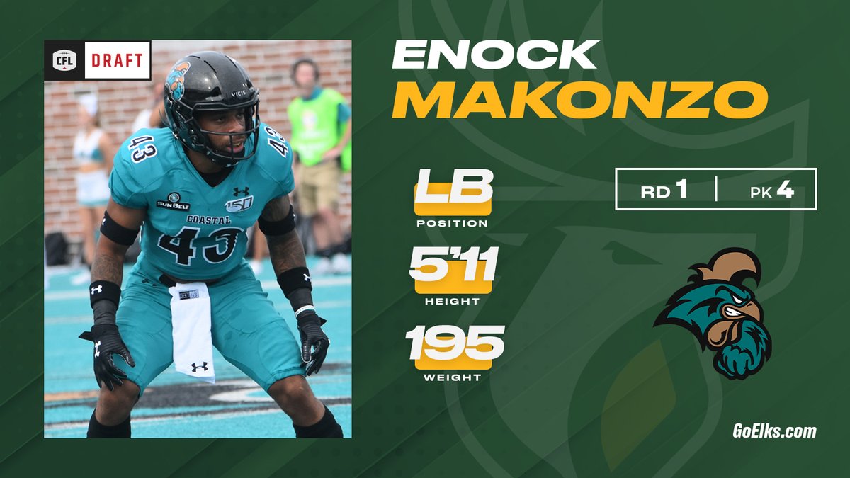 Got our guy at No. 4⃣ 👇

ᴇɴᴏᴄᴋ ᴍᴀᴋᴏɴᴢᴏ courtesy <a href="/CoastalFootball/">Coastal Football</a>

#GoElks #CFLDraft