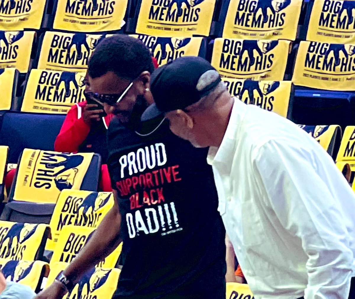 Tee Morant wearing a shirt tonight that says 'Proud Supportive Black Dad' This should be his narrative. He's cheering on his son living out a dream. He doesn't miss a game and he's so loved in that arena... knows every worker and speaks to every fan. That's what it's about