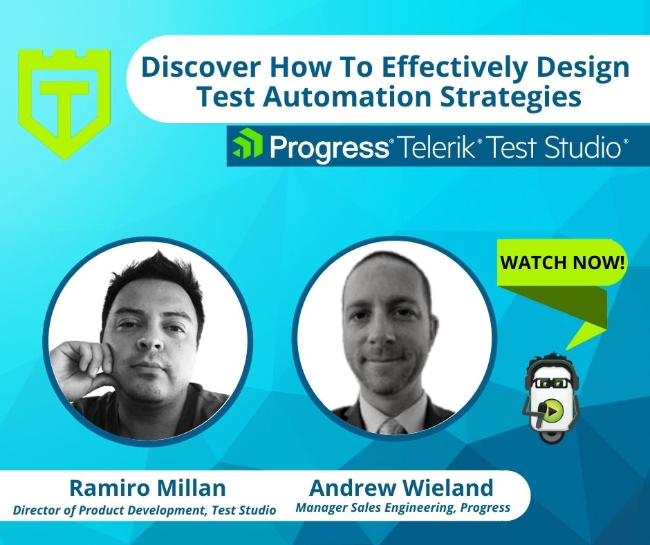 testguilds's tweet photo. On-demand recording is available for our training session with @ProgressSW. Learn how to design effective test automation strategies form Ramiro Milan and Andrew Wieland. Check this out!👉 https://t.co/RwhIAhgwsK #TestStudio #Testing #heyTelerik #testautomation https://t.co/VmNwU4uzBt