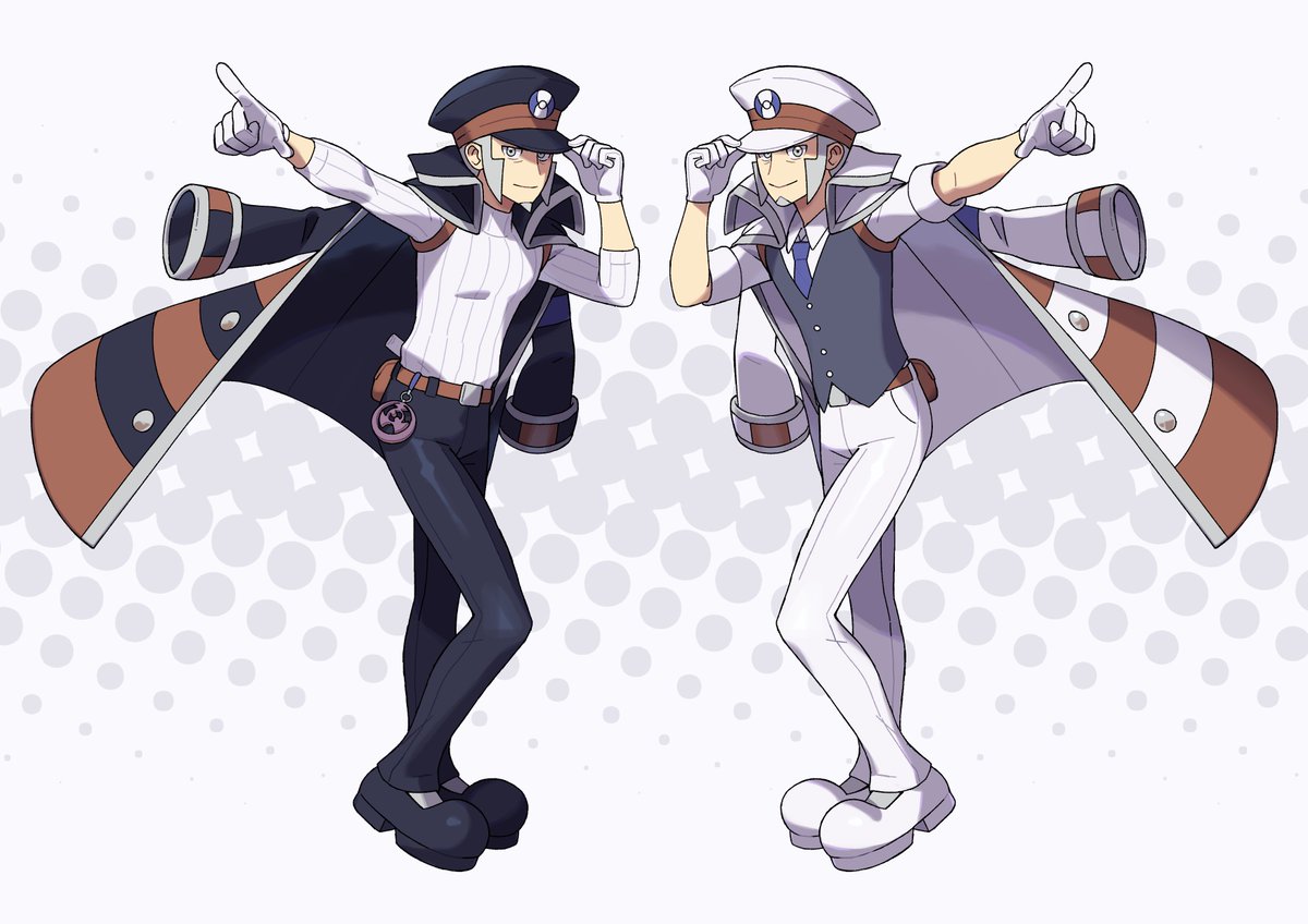 ingo (pokemon) multiple boys 2boys hat pants white shirt shirt black pants  illustration images
