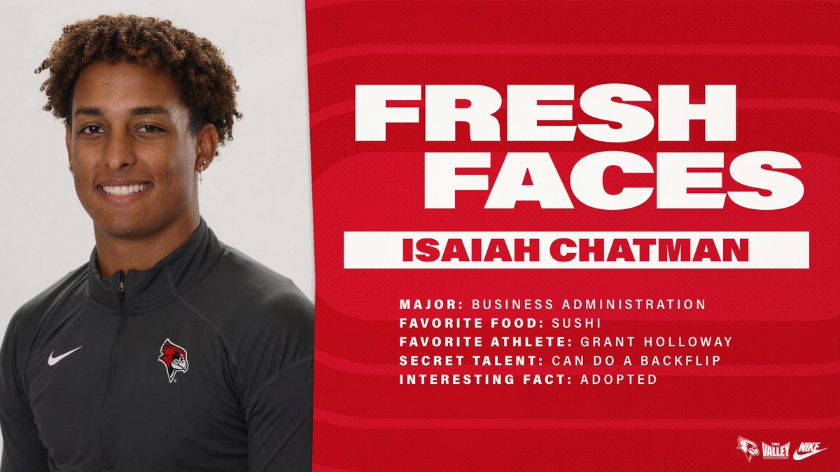 RedbirdTFXC's tweet photo. 𝙁𝙍𝙀𝙎𝙃 𝙁𝘼𝘾𝙀𝙎 ➡️ 𝙄𝙎𝘼𝙄𝘼𝙃 𝘾𝙃𝘼𝙏𝙈𝘼𝙉

@Isaiahchatman_ is a freshman hurdler from Gibson City, Illinois. Most recently, Chatman set a personal best in the 400mH at the Clark Wood Invitational with a time of 54.38! 

Find out more ⬇️ https://t.co/lcNif33qde