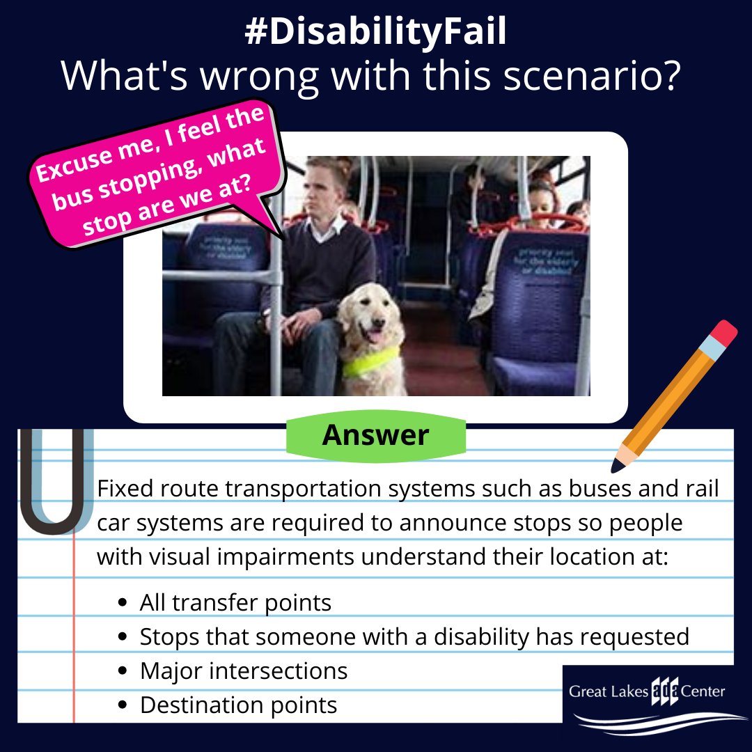 adagreatlakes's tweet photo. Did you know that the ADA applies to both public and private ground transportation providers? #ADA #Transportation #DisabilityFail https://t.co/zfxy6S0S5H