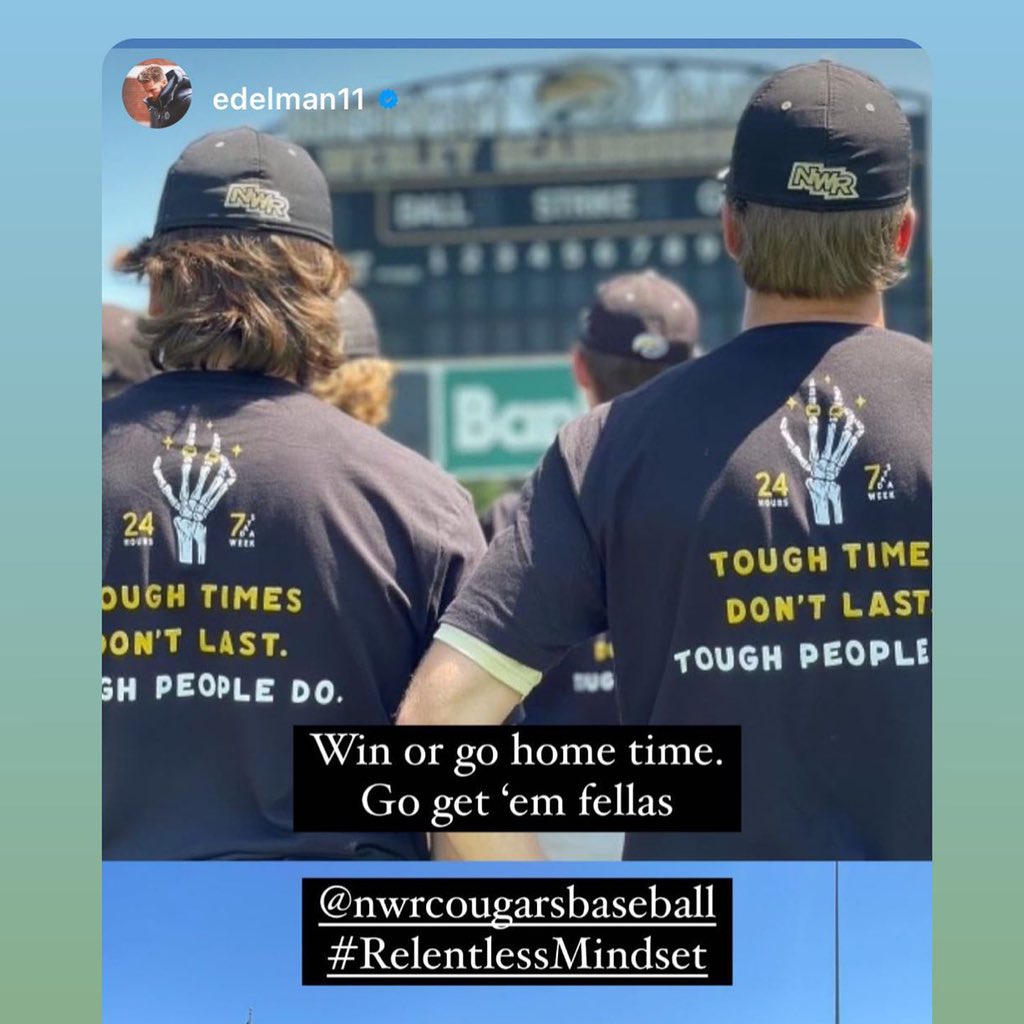 NWR_BASEBALL's tweet photo. Mama, we made it! 

Thanks, @Edelman11 https://t.co/dU93IFAzsD