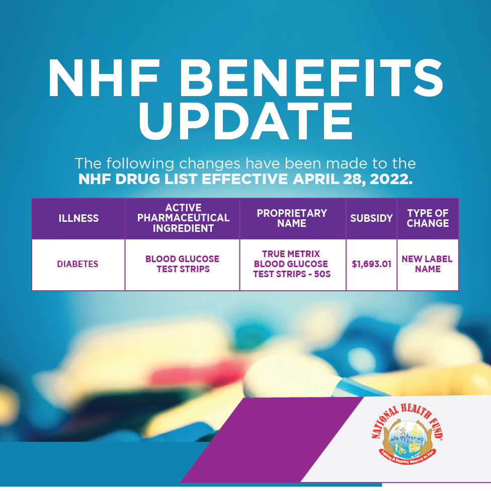 NHFJamaica's tweet photo. The following change has been made to the NHF Drug List. Please pay close attention to the update.β β
β β
#NHFDrugUpdate #NHF #NationalHealthFund #NHFJamaica #NHFCard https://t.co/Vnnd6mZNnb