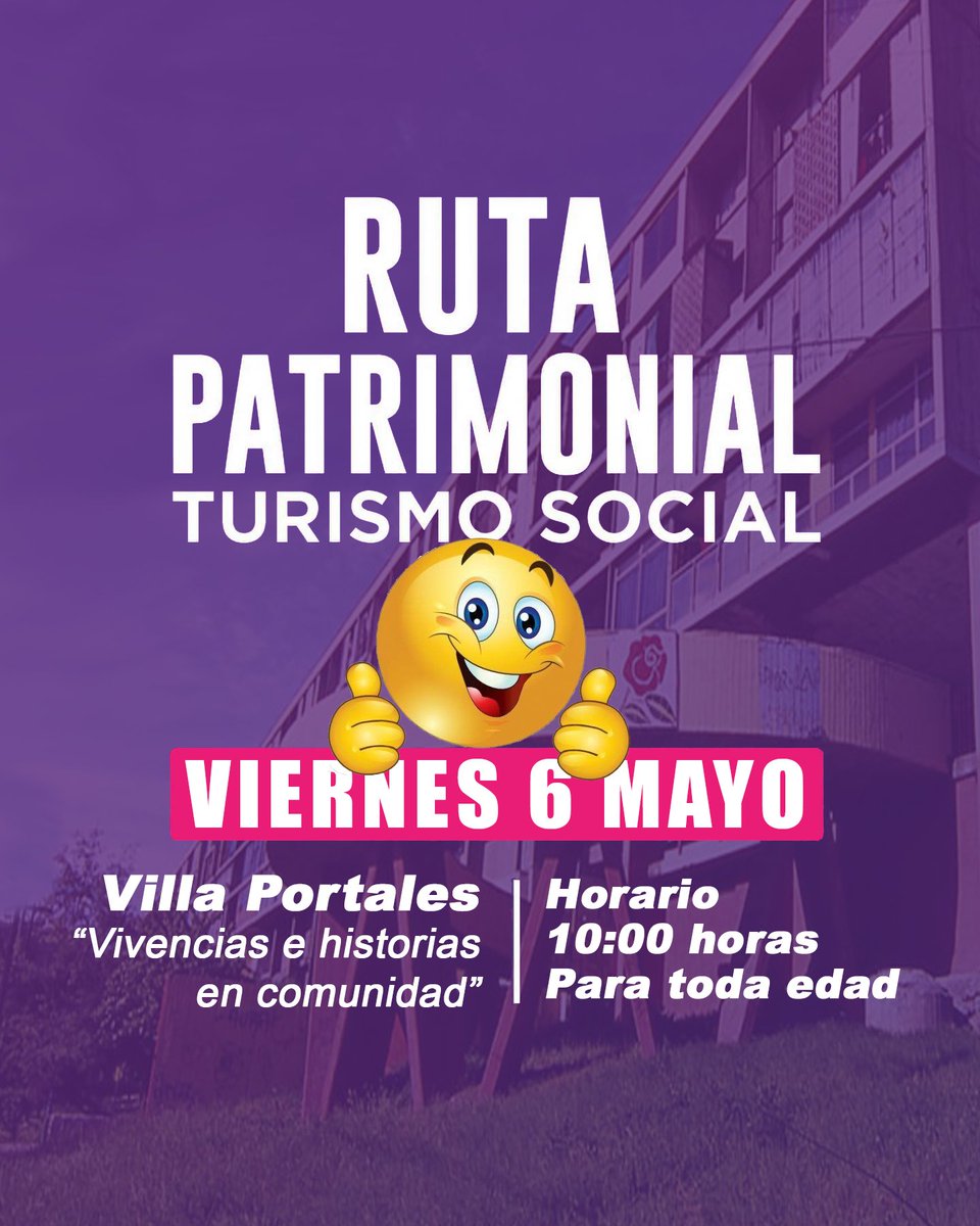 TurismoECentral's tweet photo. Este viernes, les esperamos a las 10 hrs. En Villa Portales, entre el block 1 y 2 INSCRÍBASE AL 232698587 / 224174723 EMAIL: turismosocial@estacioncentral.cl y no se lo pierda 👍 https://t.co/1yeG8KCjGo