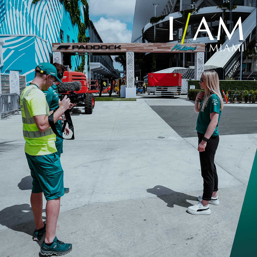 AstonMartinF1's tweet image. Here's a taste of what's to come: a few exclusive early shots of our behind-the-scenes @f1miami circuit tour with @1JessicaHawkins.

#IAMMIAMI