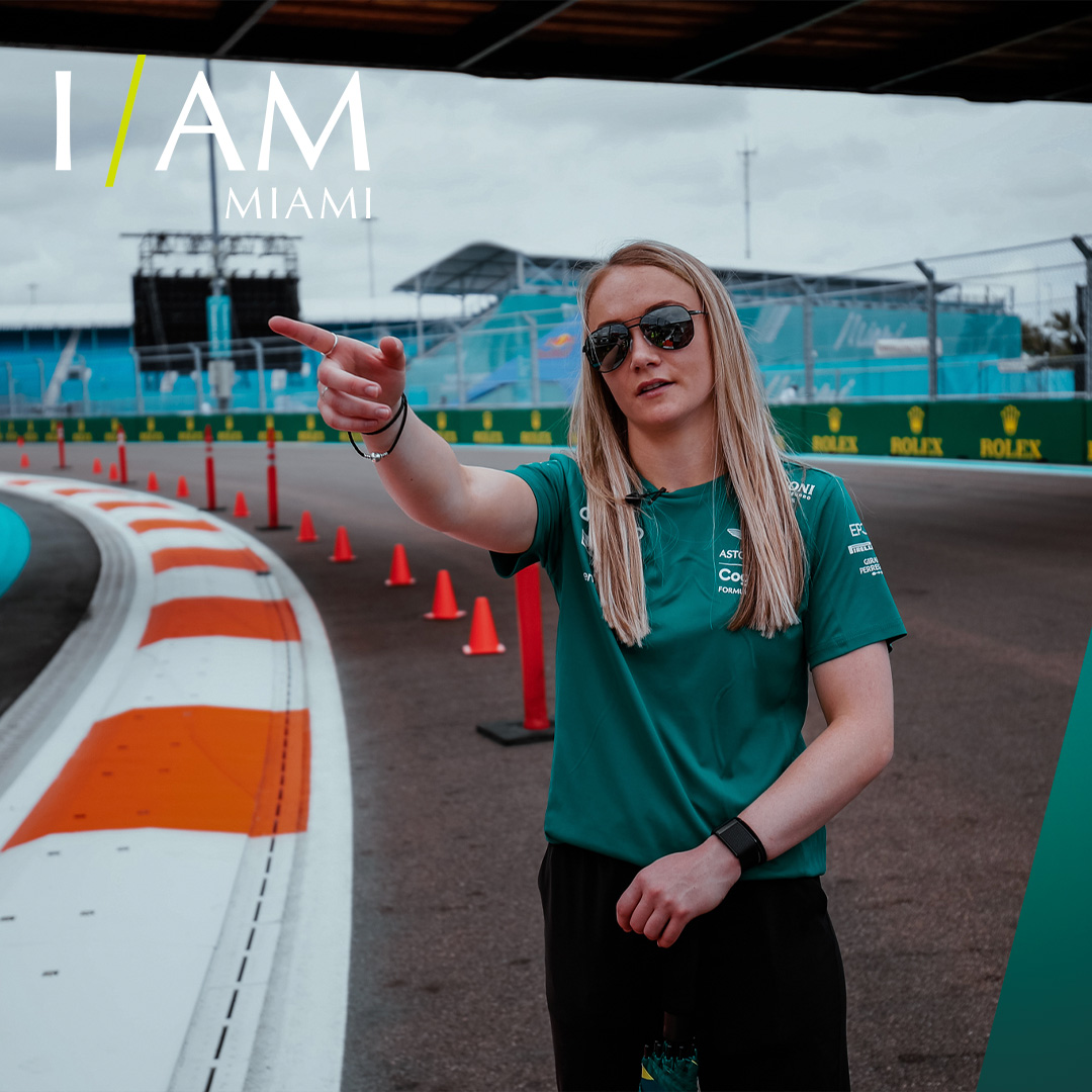 AstonMartinF1's tweet image. Here's a taste of what's to come: a few exclusive early shots of our behind-the-scenes @f1miami circuit tour with @1JessicaHawkins.

#IAMMIAMI
