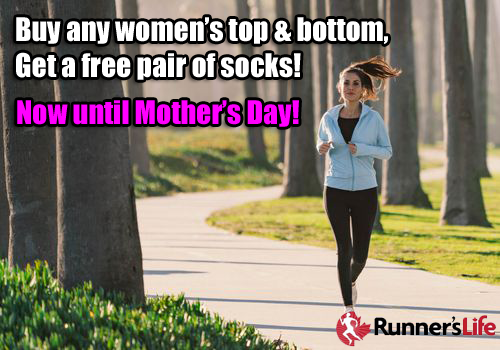 Mother's Day SALE! Buy any women's top &amp; bottom and receive a free pair of Stance or Balega socks!