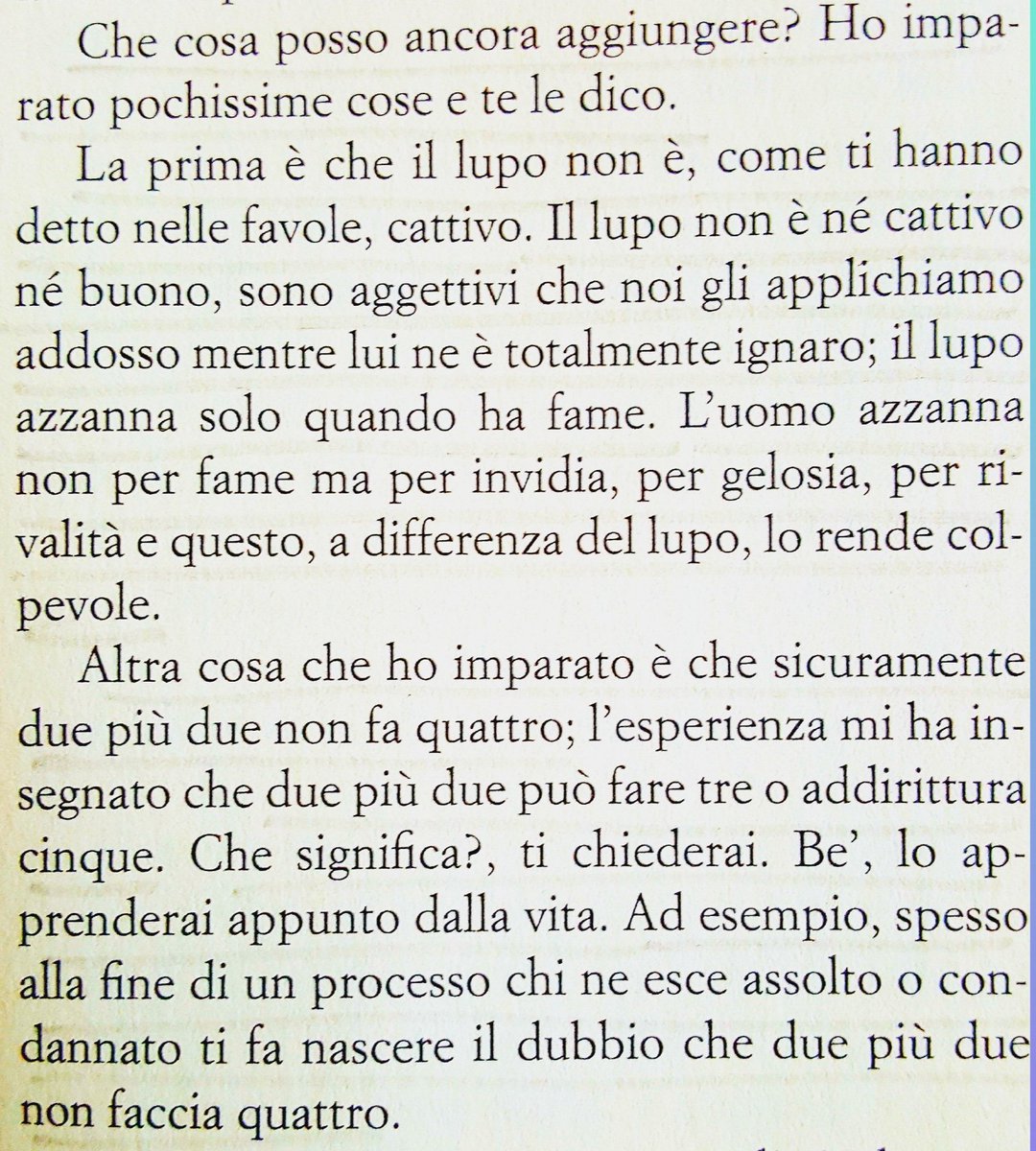#TempoDInganni <a href="/SalaLettura/">©️ Il Caffè Letterario</a>

"...Altra cosa che ho imparato è che sicuramente due più due non fa quattro; l'esperienza mi ha insegnato che due più due può fare tre o addirittura cinque. Che significa?, ti chiederai. Be', lo apprenderai appunto dalla vita..." 

🖊 Andrea Camilleri