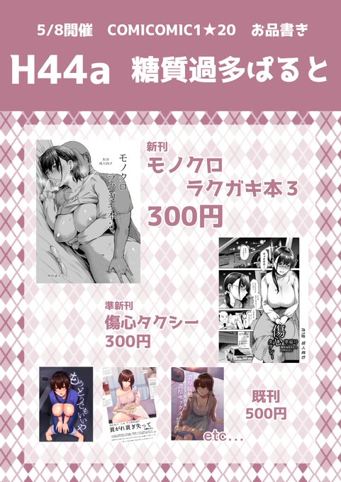 COMITIA140とCOMIC120のお品書きができました!傷心タクシーはCOMIC120当日にない可能性が微レ存です。。。それぞれ別のペーパーを用意する予定です。何卒宜しくお願い致します。 