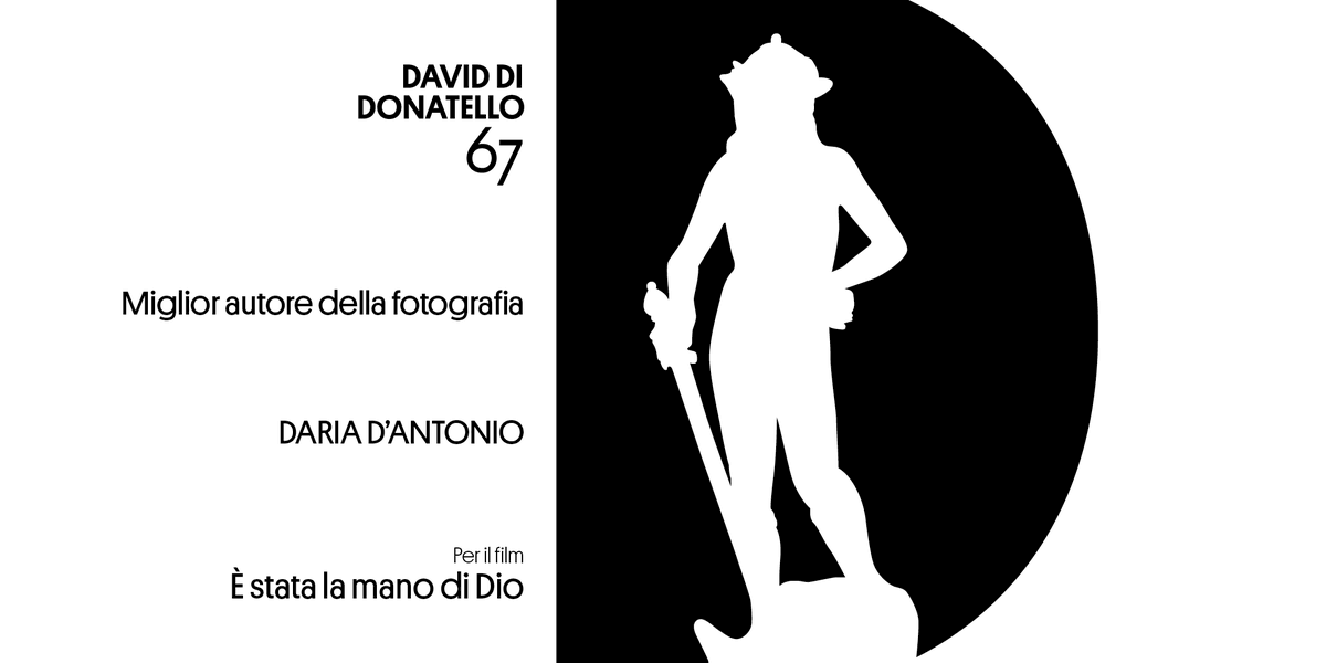 PremiDavid's tweet photo. Ex aequo per la Miglior Fotografia a Daria D'Antonio e Michele D'Attanasio #David67 #Davidacinecittà @dattavision https://t.co/n9Yf9RiPmz