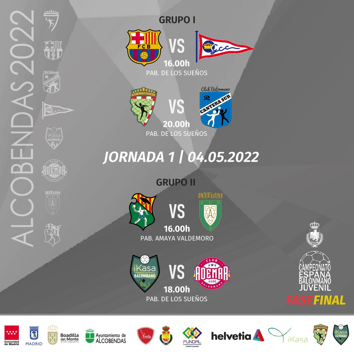 bmalcobendas's tweet photo. 🔛 El balonmano juvenil, protagonista de esta semana.🤾‍♂️

📝Mañana empieza el CAMPEONATO  DE ESPAÑA juvenil masculino. Los 8 mejores equipos de España competirán en las pistas de 📍Alcobendas. 

¡MUCHA SUERTE A TODOS! 💪

#FaseFinalCDEJM22 #ctoespaña #juvenilmasculino https://t.co/gdFgKps8BU