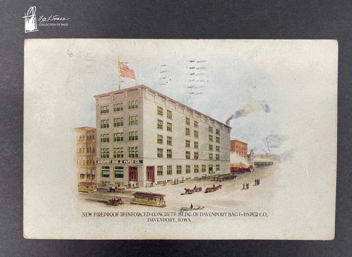 127/365: This postcard highlights the new fire prevention construction of the Davenport Bag & Paper Co. in Davenport, Iowa. The build came after a 1901 fire destroyed 8 city blocks. The company produced paper bags, wrapping paper, & flour sacks. 