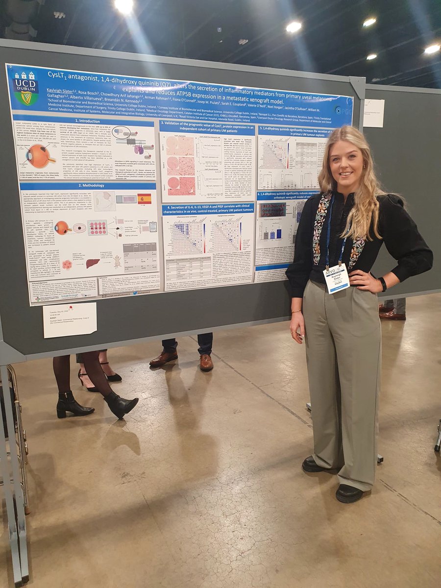 Such a great experience to present my research and chat to everyone at a dedicated uveal melanoma session @ARVOinfo this morning!
Thanks to everyone who came by for the great feedback and suggestions for me to bring back to @OPGG_UCD @BreandanKennedy 👁️💊 #ARVO2022