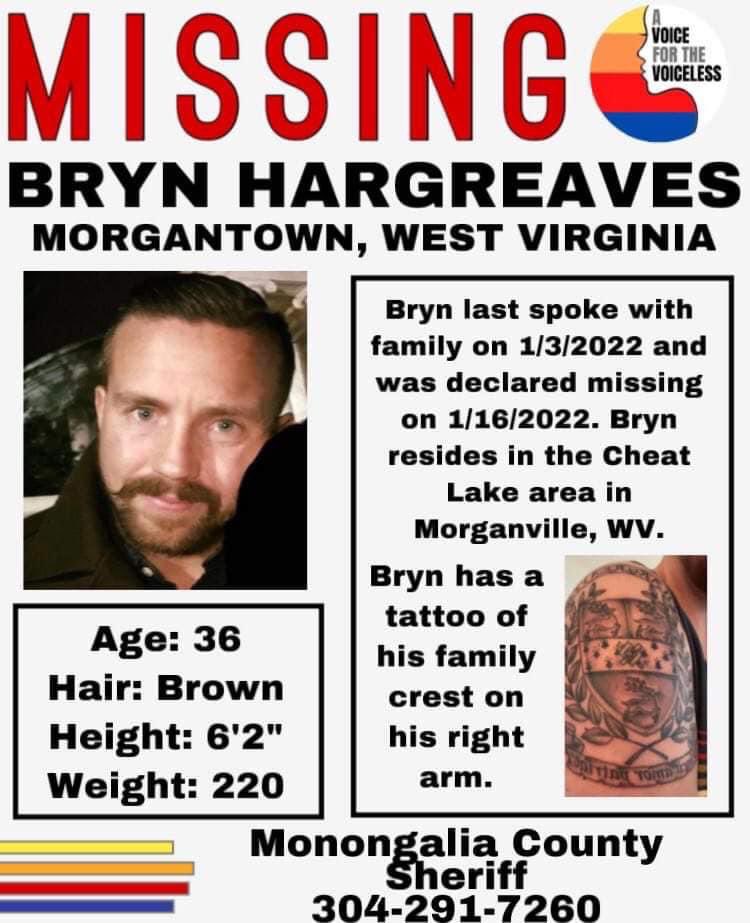 AwarenessTCS's tweet photo. ‼️#SHAREtoHELP #MISSING 
#findbrynjack 
#MORGANTOWN
#WestVirginia 

#BrynHargreaves 
🔴last contact JANUARY 3, 202
🔴Age: 36
🔴6'2" 
🔴240lbs
🔴BROWN HAIR

🔴TATTOO OF FAMILY CREST ON RIGHT UPPER ARM
🔴from UK, but lives in US now https://t.co/JRX9G2txkf