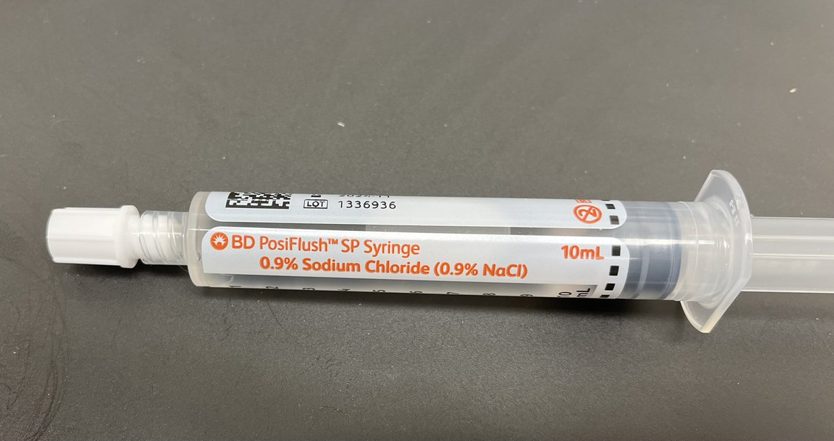 SchroeckHedi's tweet image. So, recently, our prefilled saline flush comes with a bright red label. Why, oh why???
@APSForg #medicationerror #alarmfatigue #patientsafety #HighAlertDrug