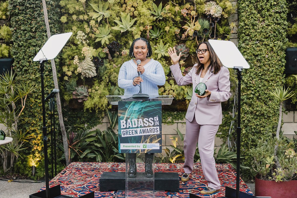 envirovoters's tweet photo. 📸 Last week’s #BadassInGreen Awards were a success! We were joined by champions in the climate movement to honor the incredible @GenesisButlerV, @CarolineChoi, Violet Sage Walker &amp; @GhostPanther. https://t.co/7Z5xwSwzNA