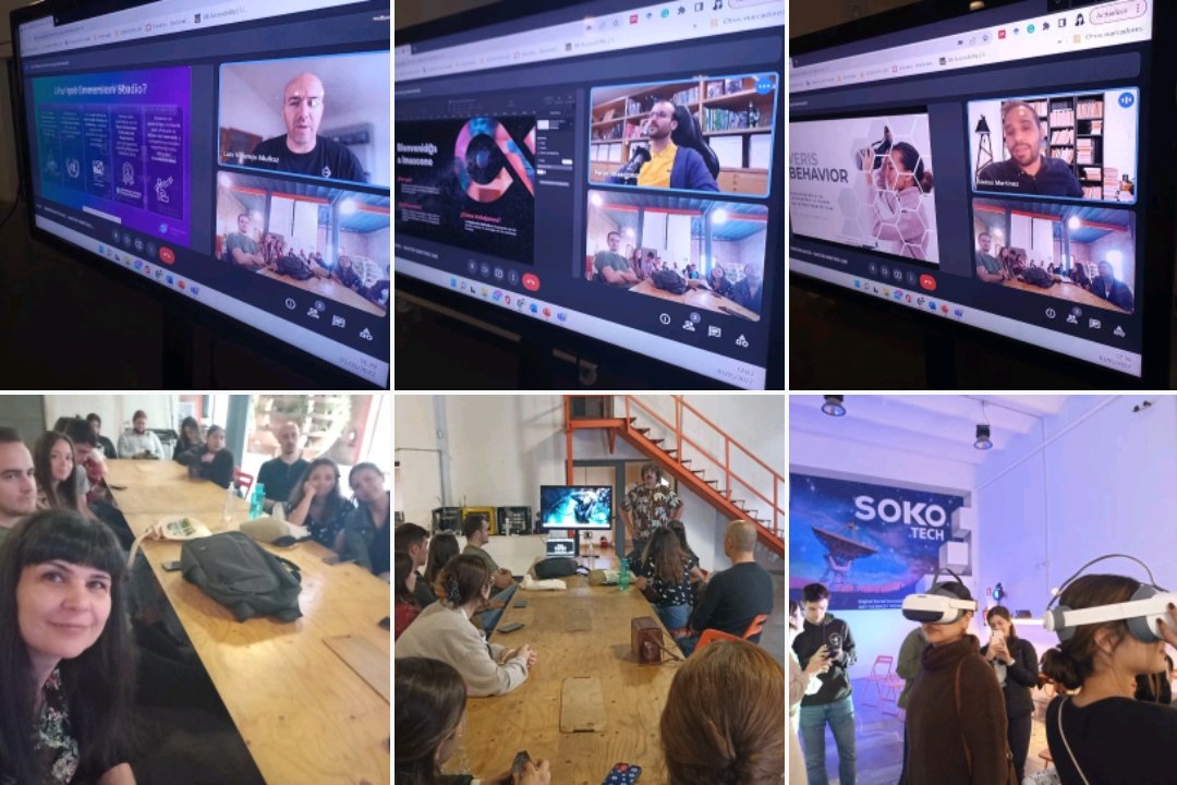 acanelma's tweet photo. Magnífica la sesión de hoy del Máster @nmkuab #UAB en @sokotech!! Muchísimas gracias a @luisvillarejo de @ImmersiumStudio, @ptr_imascono de @imascono, @alekosmv de #VerisBehavior y Javier Acosta de #EstudioGurugú por compartir su expertise! Seguimos!! 😉👍🏻✨ #XR #VR #metaverso https://t.co/ForOBE1qhm