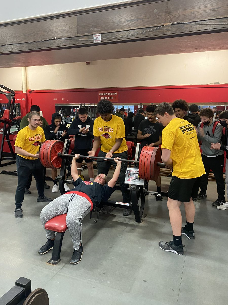 HorlickAD's tweet photo. It was great to see all our students and staff celebrating Gateway’s Dual-Credit Day! Thank you to everyone for the wonderful activities and participation! #pushingweight #futureredhawk https://t.co/SrGQKNc40K