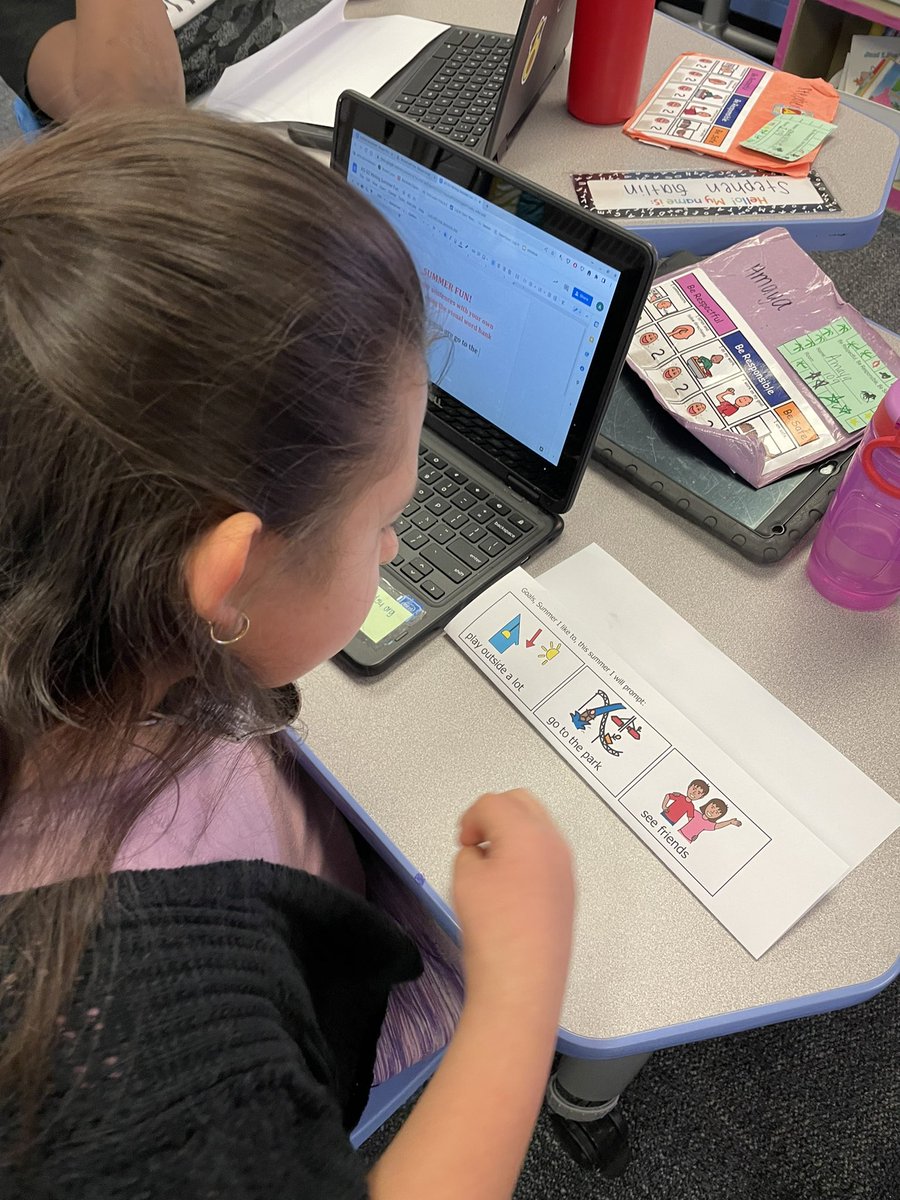 teach_withMrsV's tweet photo. What’s a topic we can’t stop writing or thinking about?…SUMMER. Students completed writing prompts today about what they want to do during summer, what they’ll miss about school, and their goals for the summertime. These keyboarding kiddos did AMAZING! 🤩 #Room109Rocks https://t.co/bbnsYdT5Tn
