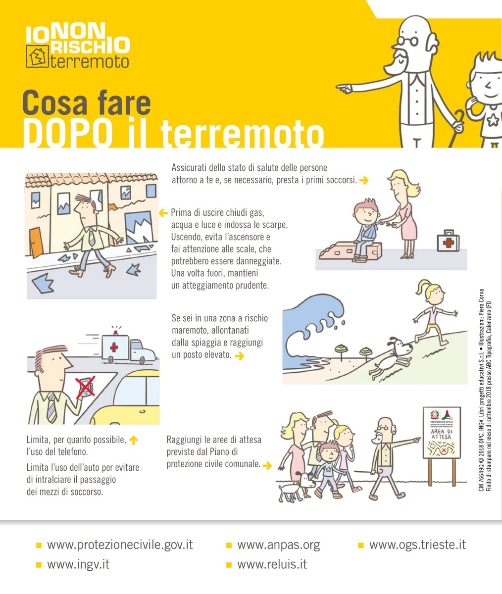 In seguito a questa nuova scossa, rivediamo insieme i consigli di <a href="/iononrischio/">Io non rischio</a> su cosa fare durante e dopo un #terremoto 👇🏻

Per maggiori info: bit.ly/INRterremoto