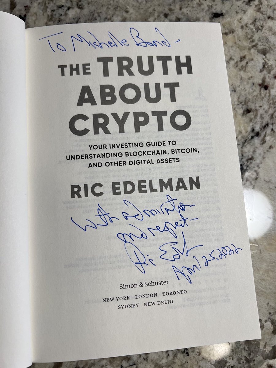Thank you, ⁦@ricedelman⁩! Excellent new book - “The Truth About Crypto” - a  practical, easy-to-understand guide to bitcoin, blockchain, NFTs and other  digital assets.