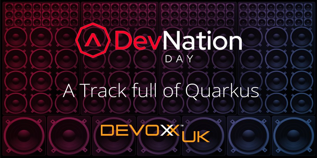QuarkusIO's tweet image. DevNation Day @ DevoxxUK a monster jam of Quarkus talks on Thursday, May 12th
Check out the schedule:
developers.redhat.com/devnation/dnd/…
#quarkusworldtour #kubernetesnativejava