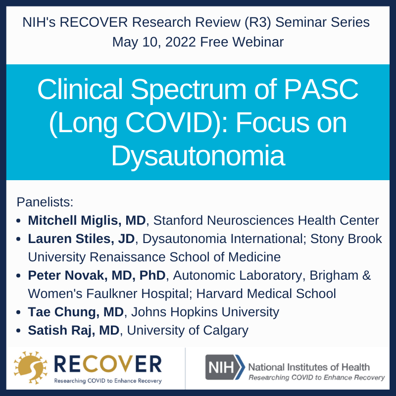 Dysautonomia's tweet photo. @NIH Would love help promoting this NIH webinar on #LongCOVID #dysautonomia so we can reach more doctors &amp; patients: https://t.co/AgeNkdiu9R. @Stanford_Neuro @NINDSdirector @patientled @C19LH_Advocacy @PutrinoLab @DaveLeeERMD @microbeminded2 @BendyBrain @ASlavitt @timkaine #MedTwitter https://t.co/x0AwTi82Wd