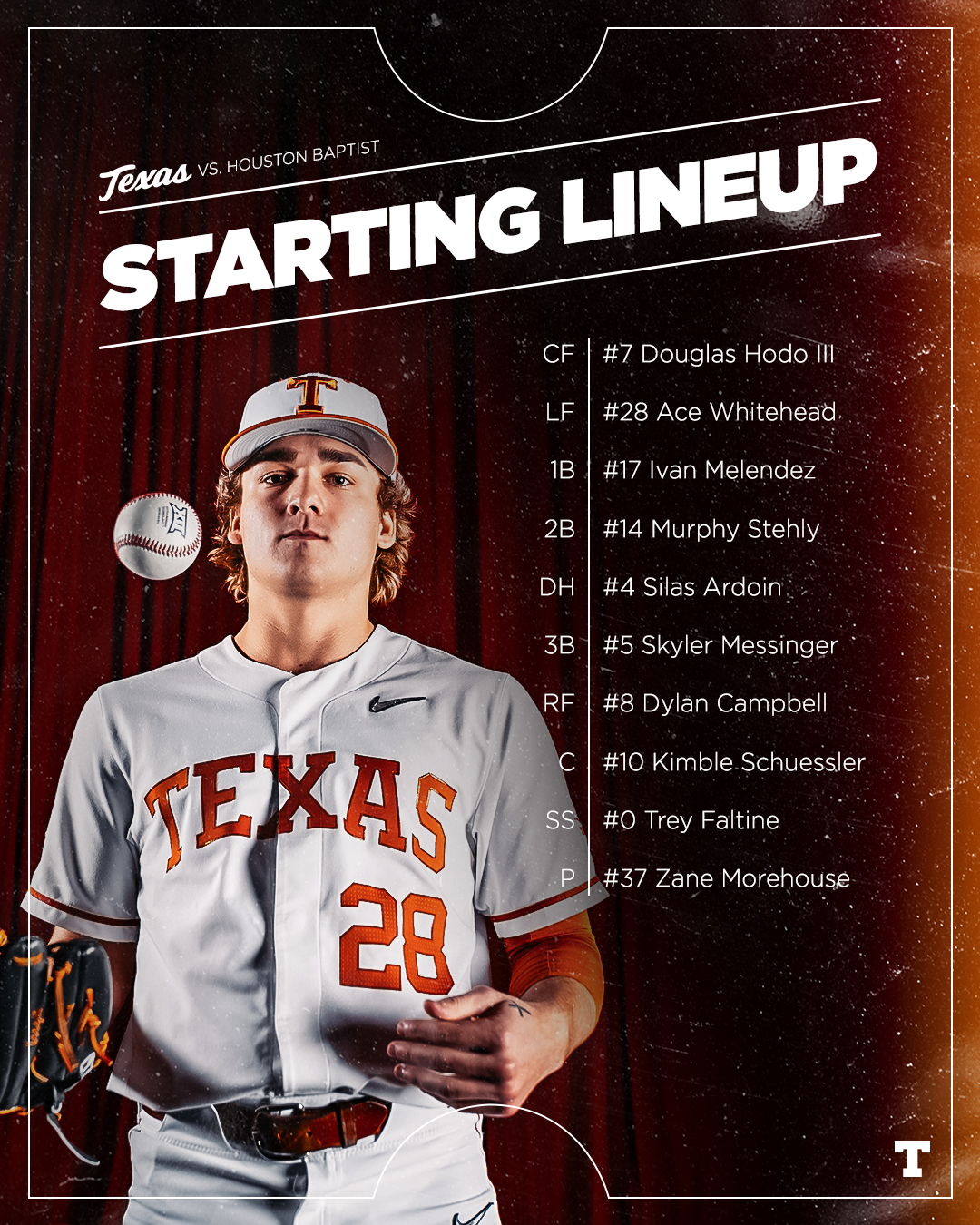 Texas Baseball on X: Tuesday night lineup!