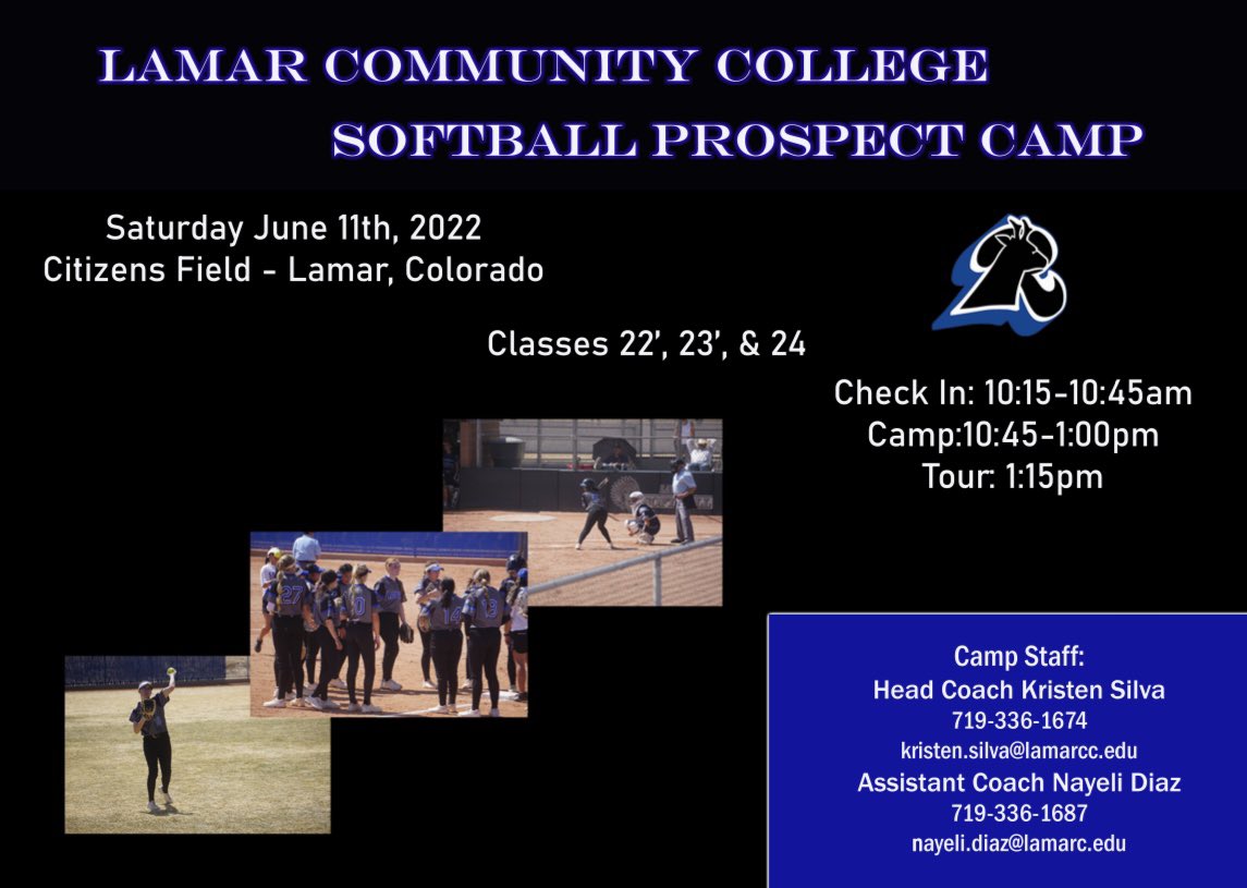 lamarccsoftball's tweet photo. Hello Everyone!

Clear your schedules. 🗓 Lamar Community College is hosting a camp on June 11th. 🥎 Link will be posted soon to register! 

#ladylopes https://t.co/nHWfVjF47E