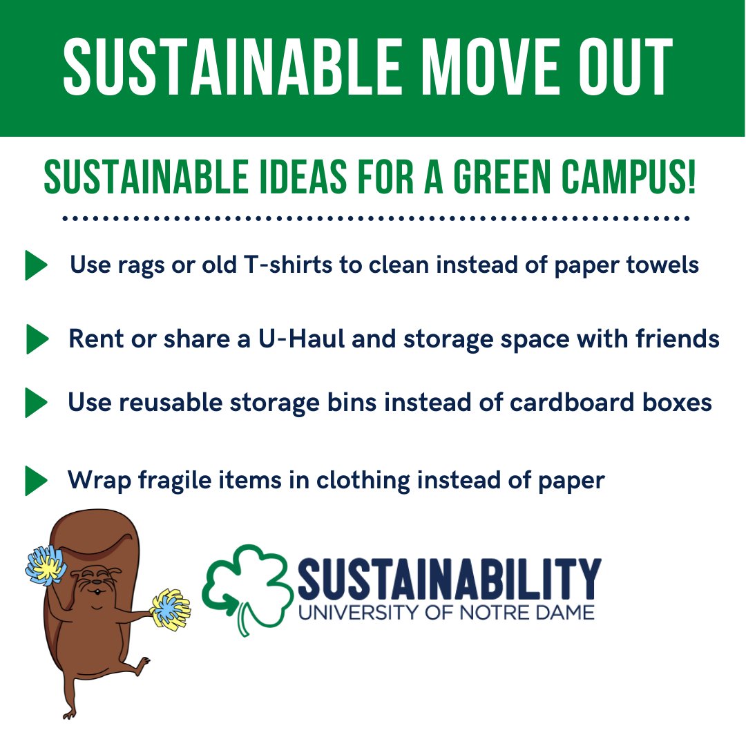Need ideas on how to have a sustainable move-out?  Look no further...... #GoIrish #BeGreen
