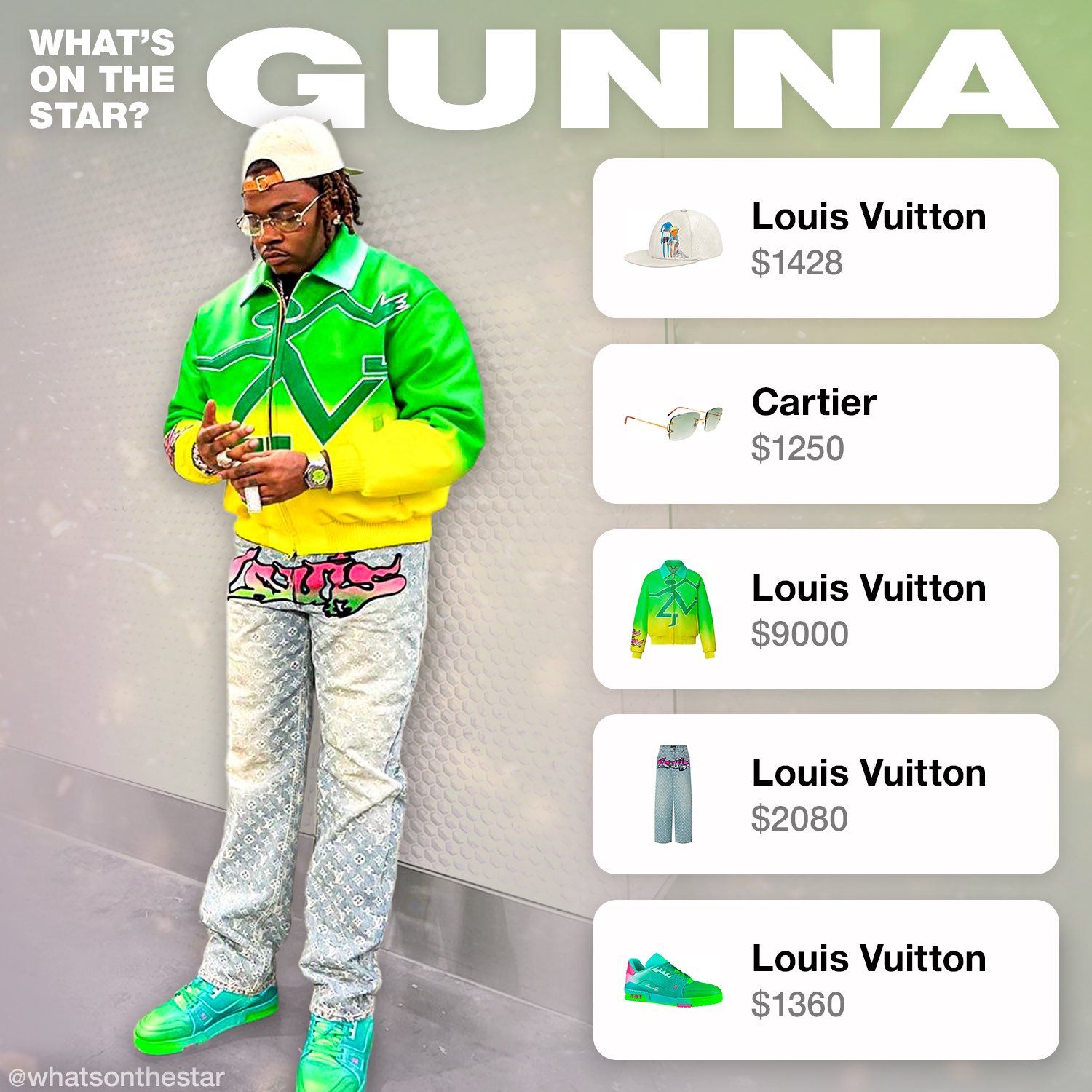 WHAT'S ON THE STAR? on X: Louis Vuitton SS22 gradient bomber is definitely  the highlight of these outfits 💚 #TravisScott #Gunna #LouisVuitton   / X