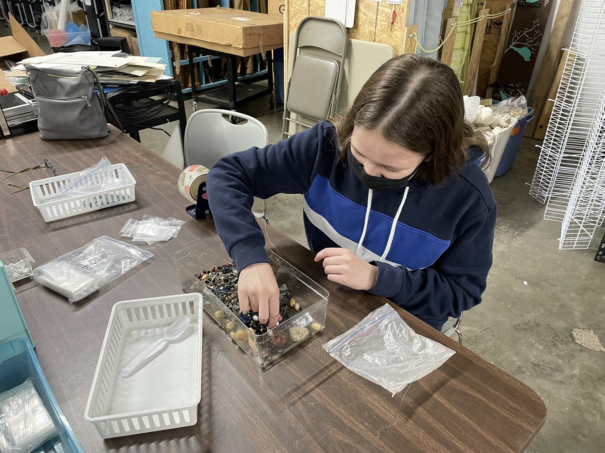 Madison, Emma, and Olivia did a “bead”utiful job sorting and bagging lots of craft beads with me <a href="/scraps_kc/">brenda@scrapskc.org</a> today. We also enjoyed a tour and learned more about their mission of sustainability and repurposing to help our environment and those who struggle with homelessness.