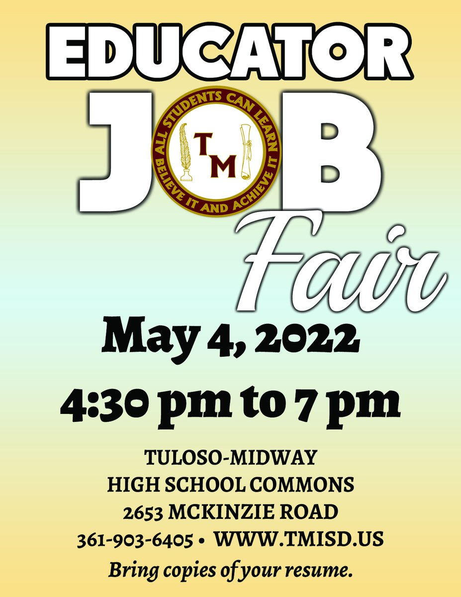 Get your resume ready and come join us at our TM Educator Job Fair!