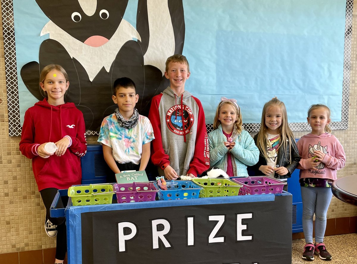 bcsmason's tweet photo. Congratulations to our first two groups of Trivia winners! Don’t forget to complete the online trivia after you read each chapter of “A Boy Called Bat!” You might win a prize from our prize cart! 📚🦨💙 #osob #brunswickpride https://t.co/tf04zGJwWm