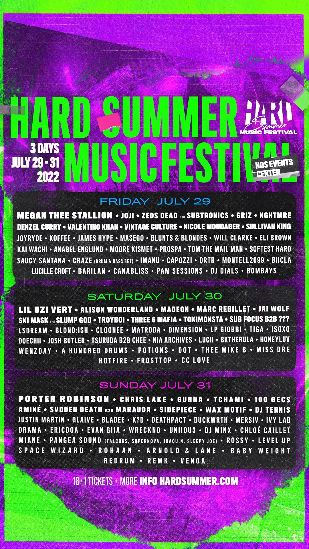 Hard Summer lineup (wait is Porter headlining Day 3?) r/porterrobinson