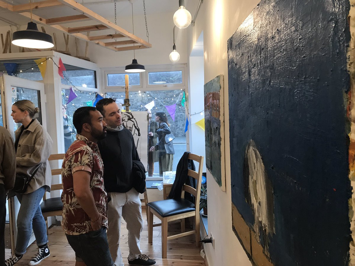 CliikCommunity's tweet photo. Exhibition opening at The Talk Shop this evening. Artist Kieran Walsh whose paintings will be on display for the next two weeks! #thetalkshop #art #painting #plymouth @PlymCultureUK #cliikcommunity https://t.co/YSV9jH3XXd